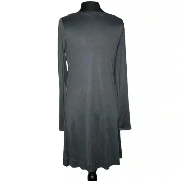 Whim Pleated Gray Midi Pull On Silk Blend Dress Size L - Picture 3 of 7